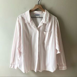 VINTAGE Pink Double Stripe Button Up Shirt